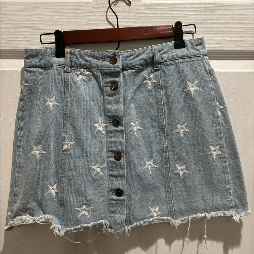 Embroidered Star Skater Mini Skirt
